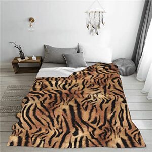 Animal Skin Tiger Print Soft Throw Blanket Super Soft Cozy Fleece Plush Reversible Blanket Size for Couch Bed Sofa Travelling Camping for Baby Adults Couch Sofa (80x60 Inches)