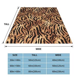 Animal Skin Tiger Print Soft Throw Blanket Super Soft Cozy Fleece Plush Reversible Blanket Size for Couch Bed Sofa Travelling Camping for Baby Adults Couch Sofa (80x60 Inches)