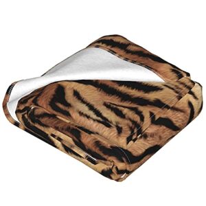 Animal Skin Tiger Print Soft Throw Blanket Super Soft Cozy Fleece Plush Reversible Blanket Size for Couch Bed Sofa Travelling Camping for Baby Adults Couch Sofa (80x60 Inches)