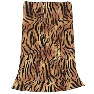 Animal Skin Tiger Print Soft Throw Blanket Super Soft Cozy Fleece Plush Reversible Blanket Size for Couch Bed Sofa Travelling Camping for Baby Adults Couch Sofa (80x60 Inches)