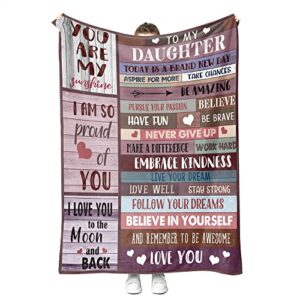 yuntu to my daughter blanket from dad mom, warm letter throw blanket for daughter, birthday gifts for daughter from mom dad, valentine’s gifts for daughter (pink letter, 50 x 60inches(130x150cm))