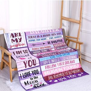 YunTu to My Daughter Blanket from Dad Mom, Warm Letter Throw Blanket for Daughter, Birthday Gifts for Daughter from Mom Dad, Valentine's Gifts for Daughter (Pink Letter, 50 x 60inches(130x150cm))