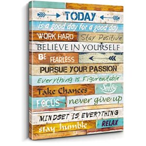 inspirational canvas wall art for office, home office wall decor for women, quotes wall decor for bedroom living room 12″ x 16″