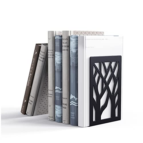 Metal Bookends-Heavy Book Ends for Shelves,Book Shelf Holder Home Decorative,Black Bookend Supports (2)