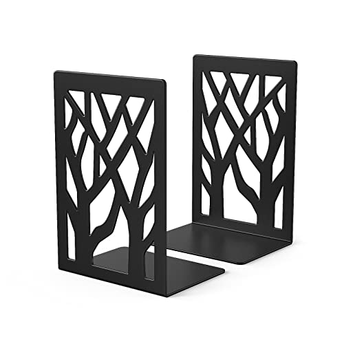 Metal Bookends-Heavy Book Ends for Shelves,Book Shelf Holder Home Decorative,Black Bookend Supports (2)