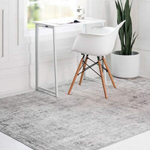 rugs.com caspian collection area rug – 4′ x 6′ gray low-pile rug perfect for entryways, kitchens, breakfast nooks, accent pieces
