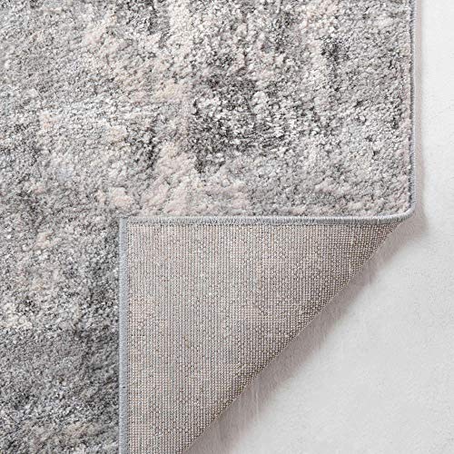 Rugs.com Caspian Collection Area Rug – 4' x 6' Gray Low-Pile Rug Perfect for Entryways, Kitchens, Breakfast Nooks, Accent Pieces