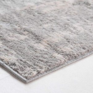 Rugs.com Caspian Collection Area Rug – 4' x 6' Gray Low-Pile Rug Perfect for Entryways, Kitchens, Breakfast Nooks, Accent Pieces