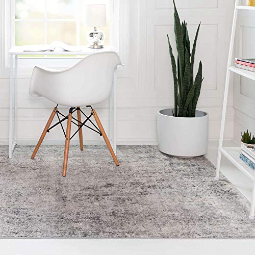 Rugs.com Caspian Collection Area Rug – 4' x 6' Gray Low-Pile Rug Perfect for Entryways, Kitchens, Breakfast Nooks, Accent Pieces