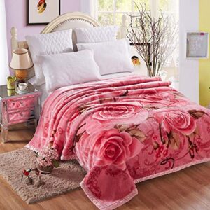 lgykumeg warm winter fleece plush throw blanket 59 × 79 inches, silky soft and warm, 2 ply reversible raschel pink rose throw,150×200cm2kg.