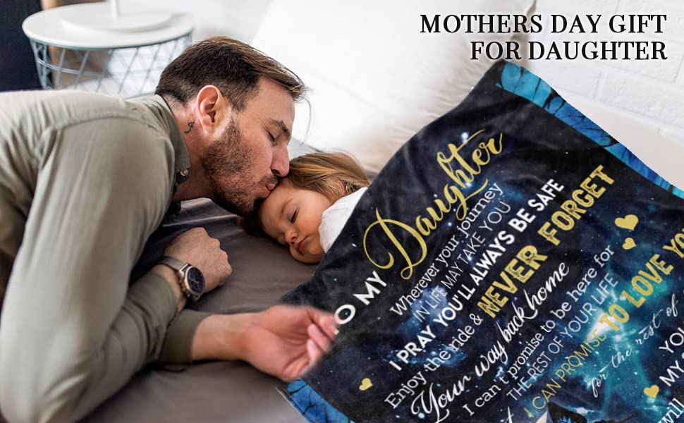 WSYEAR Mothers Day Birthday Gifts for Daughter Adult,Daughter Gifts from Dad Daughter Blanket for Mother's Day Birthday Anniversary Wedding 60X50