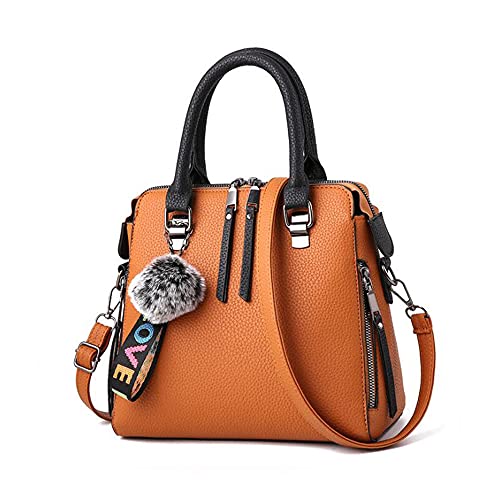 YAQUNICER Small Top-Handle Handbags Hobo Clutch Satchel for Women Purse Faux Leather Shoulder Crossbody Bag-Brown