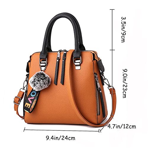 YAQUNICER Small Top-Handle Handbags Hobo Clutch Satchel for Women Purse Faux Leather Shoulder Crossbody Bag-Brown