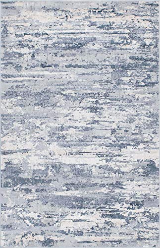 Rugs.com Caspian Collection Area Rug – 8' x 10' Gray Low-Pile Rug Perfect for Living Rooms, Large Dining Rooms, Open Floorplans