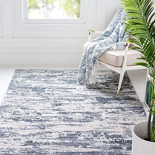 Rugs.com Caspian Collection Area Rug – 8' x 10' Gray Low-Pile Rug Perfect for Living Rooms, Large Dining Rooms, Open Floorplans