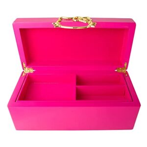 Hello Kitty Gold Icon Pink Lacquer Wood Jewelry Box Jewelry Organizer, Officially Licensed