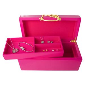 Hello Kitty Gold Icon Pink Lacquer Wood Jewelry Box Jewelry Organizer, Officially Licensed