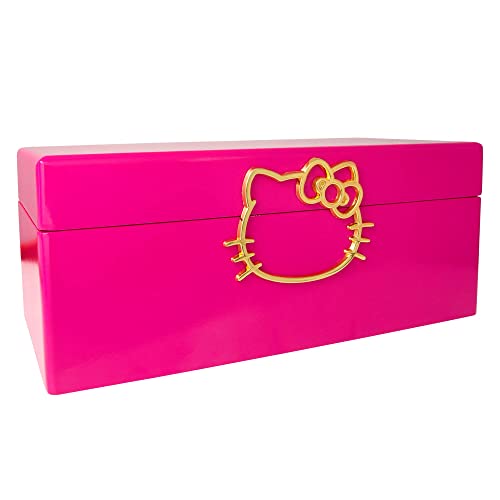 Hello Kitty Gold Icon Pink Lacquer Wood Jewelry Box Jewelry Organizer, Officially Licensed