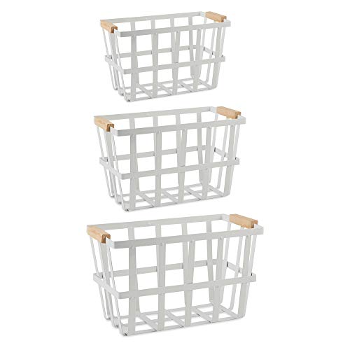 DII Urban Metal Basket Contemporary Storage Container, White, Basket Set, 3 Piece