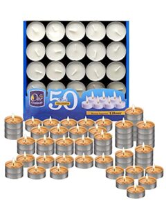 ohr mini tealight candles – 50 pack bulk tea lights candles – white tealights unscented – 1 hour burn time