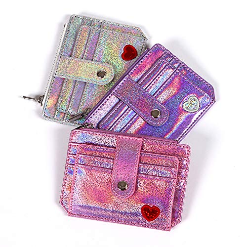 Fida&Moon Glitter Girl Small Wallet RFID Blocking Coin Purse Clip Card Holder (Glitter Pink)