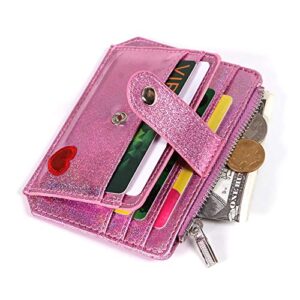 Fida&Moon Glitter Girl Small Wallet RFID Blocking Coin Purse Clip Card Holder (Glitter Pink)