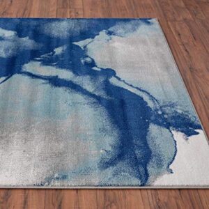 LUXE WEAVERS Victoria Collection 9163 Blue Modern Abstract Watercolor Stain Resistant Area Rug 8x10