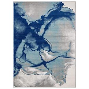 LUXE WEAVERS Victoria Collection 9163 Blue Modern Abstract Watercolor Stain Resistant Area Rug 8x10