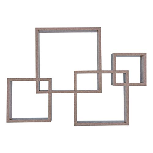 Danya B Decorative Wall Mount Floating Intersecting Cube Accent Wall Shelf - Weathered Oak