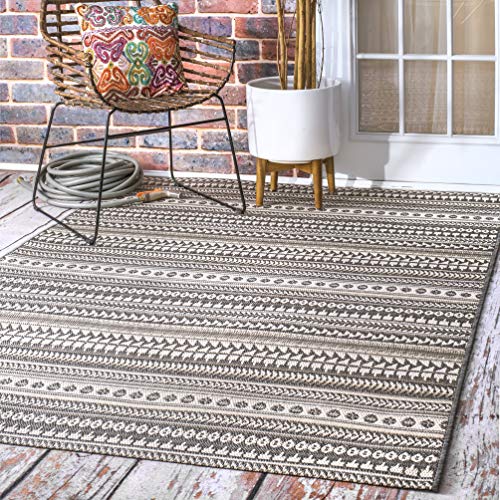 nuLOOM Teofila Aztec Indoor/Outdoor Area Rug, 8' Square, Grey