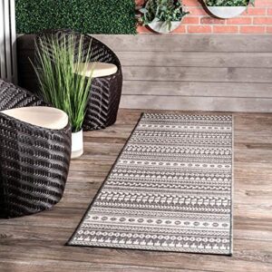 nuLOOM Teofila Aztec Indoor/Outdoor Area Rug, 8' Square, Grey