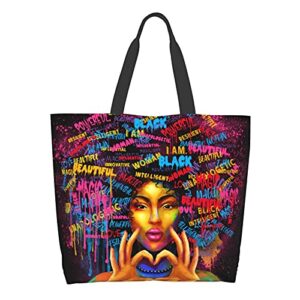 ezyes black girl tote bag african american women shoulder handbag for school work daily use lightweight durable