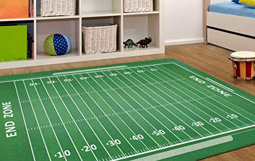 Brumlow MILLS Washable Sports Field Print Indoor or Outdoor Rug for Living Area or Play Room, Bedroom Mat, Patio Carpet or Entryway Rug, 5' x 8', Football