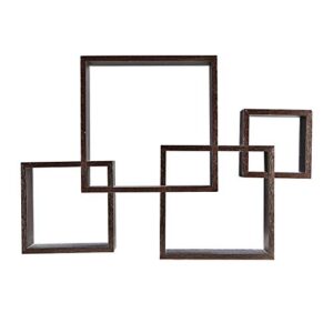 danya b decorative wall mount floating intersecting cube accent wall shelf – black