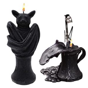 bat shaped candle decorations skeleton inside when it melts – decor skull & bones candles – vegan 100% vegetable wax 6×3 inches vintage spooky decoration home indoor & out rooms