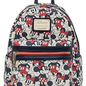 Loungefly Disney Mickey Minnie Mouse Mini Backpack Handbag AOP Red Navy