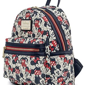 Loungefly Disney Mickey Minnie Mouse Mini Backpack Handbag AOP Red Navy