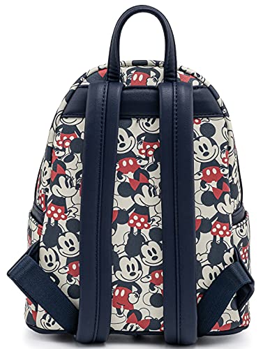 Loungefly Disney Mickey Minnie Mouse Mini Backpack Handbag AOP Red Navy