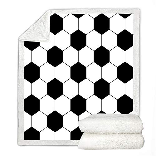 Soccer Throw Blanket Soccer Blanket Twin Size Football Balls Blanket Sherpa Fleece Blanket Soft Warm Geometric Sports Blanket for Bedroom Couch Sofa (Twin (60"x80"), Soccer)