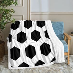 Soccer Throw Blanket Soccer Blanket Twin Size Football Balls Blanket Sherpa Fleece Blanket Soft Warm Geometric Sports Blanket for Bedroom Couch Sofa (Twin (60"x80"), Soccer)