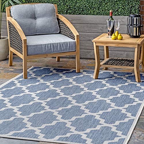 nuLOOM Gina Moroccan Indoor/Outdoor Area Rug, 10' x 14', Blue