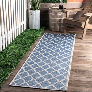 nuLOOM Gina Moroccan Indoor/Outdoor Area Rug, 10' x 14', Blue