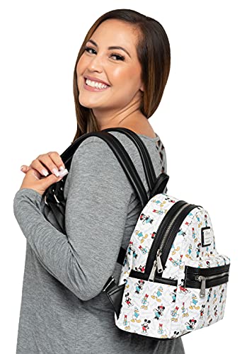 Loungefly Disney Mickey Minnie Mouse Donald Daisy Mini Backpack Handbag White