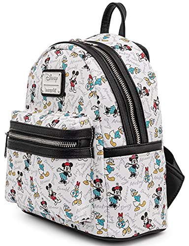 Loungefly Disney Mickey Minnie Mouse Donald Daisy Mini Backpack Handbag White