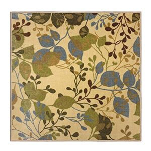 house, home and more skid-resistant carpet indoor area rug floor mat – botanical daydream – golden beige – 3 feet x 3 feet