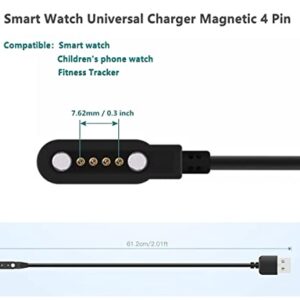 Aliwisdom Smart Watch Universal Charger Magnetic, Smartwatch Accessories 4 Pin Magnetic Suction Replacement Charger for Smart Watch/Fitness Tracker, Cable Contact pin spacing Compatible 7.62mm