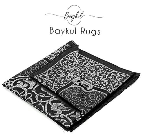 BAYKUL Muslim Prayer Rug - Islamic Turkish Prayer Rugs - Great Ramadan Gifts - Prayer Mat for Women and Men-Islam Carpet-Portable Muslims Mats-Praying Rugs Islam with Beads-Gift Prayer Beads 99 (Grey)