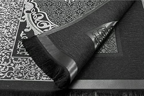 BAYKUL Muslim Prayer Rug - Islamic Turkish Prayer Rugs - Great Ramadan Gifts - Prayer Mat for Women and Men-Islam Carpet-Portable Muslims Mats-Praying Rugs Islam with Beads-Gift Prayer Beads 99 (Grey)