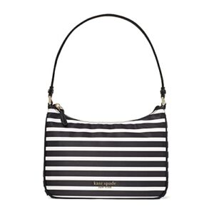 kate spade new york new nylon watch hill stripe small shoulder bag black/clotted cream one size