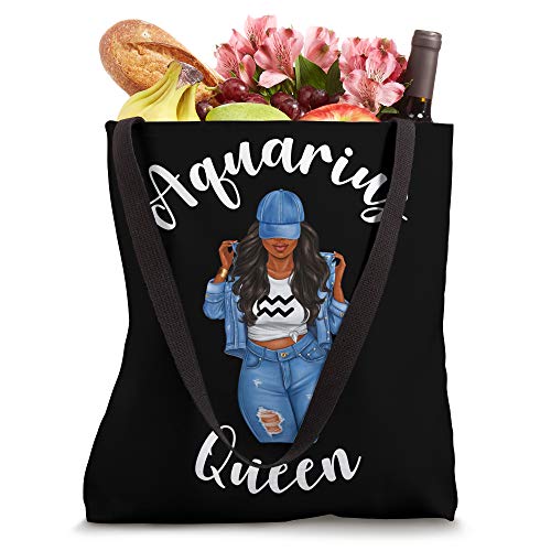 Streetwise Aquarius Black Queen Afro January Zodiac Birthday Tote Bag